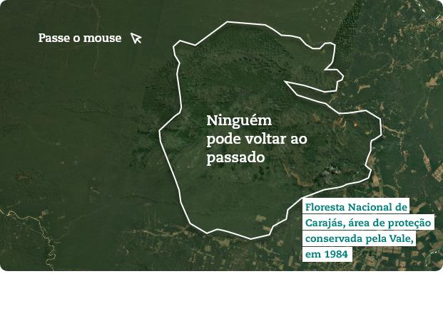 Vista aérea de mapa com linha em volta demarcando a floresta nacional de carajás.