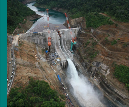 River with surrounding plantations shelters Vale's construction.