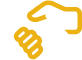 Icon of holding hands, one white and one yellow.