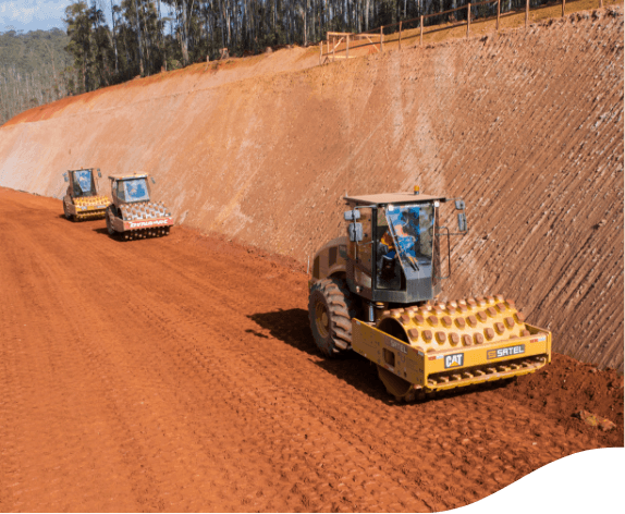 Tractors at work on the dam removal