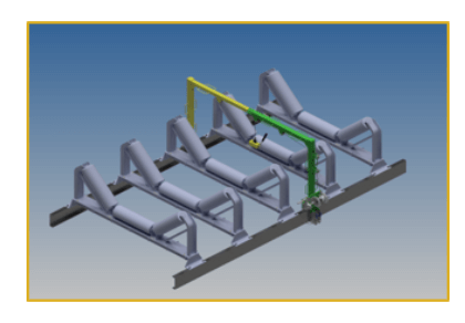 Illustration of equipment together with several M-shaped rollers