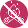 Ícone representando uma fogueira, com um traço no meio, indicando proibição.