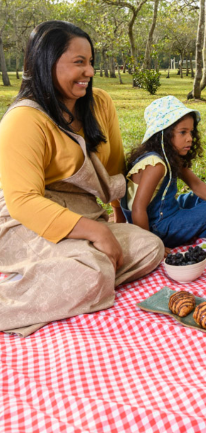 A family has a picnic in the park